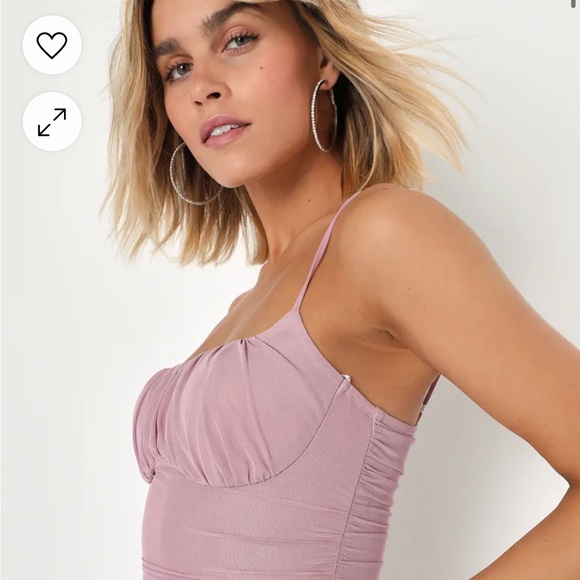 Mauve Pink Asymmetrical Bodycon Midi Dress - Picture 3 of 6